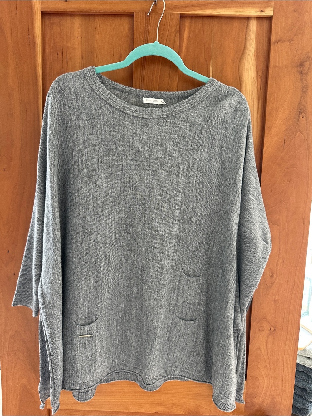 Lightweight Grey Ribbed Pullover with Pocket Details NEW